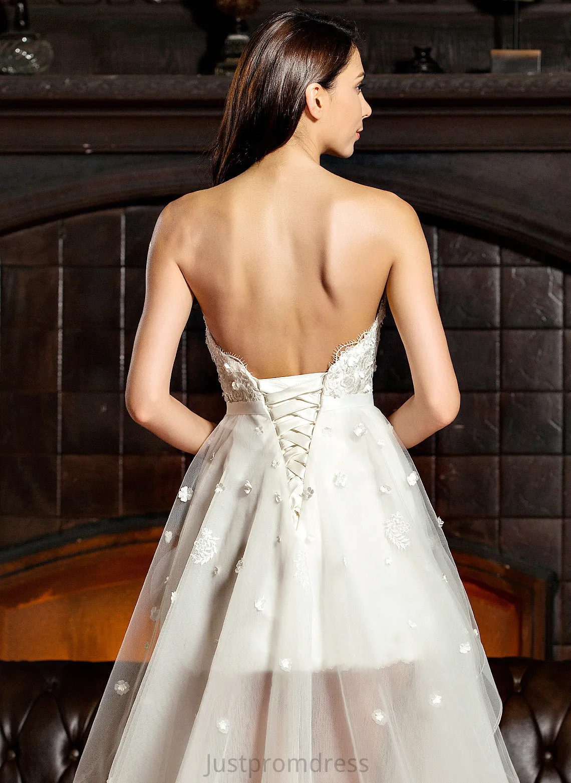 Asymmetrical With A-Line Wedding Dresses Bow(s) Tulle Dress Sweetheart Wedding Beading Aniyah