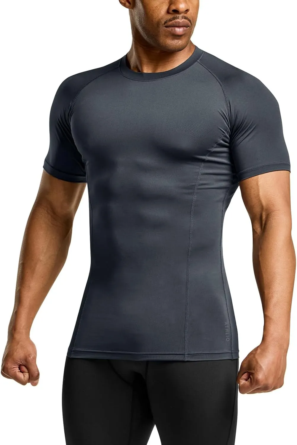 ATHLIO Men's Cool Dry Short Sleeve Compression Shirts, Sports Baselayer T-Shirts Tops, Athletic Workout Shirt