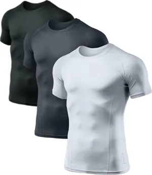 ATHLIO Men's Cool Dry Short Sleeve Compression Shirts, Sports Baselayer T-Shirts Tops, Athletic Workout Shirt