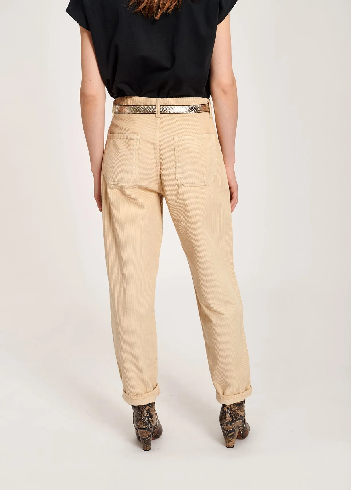 Beige cotton-corduroy trousers