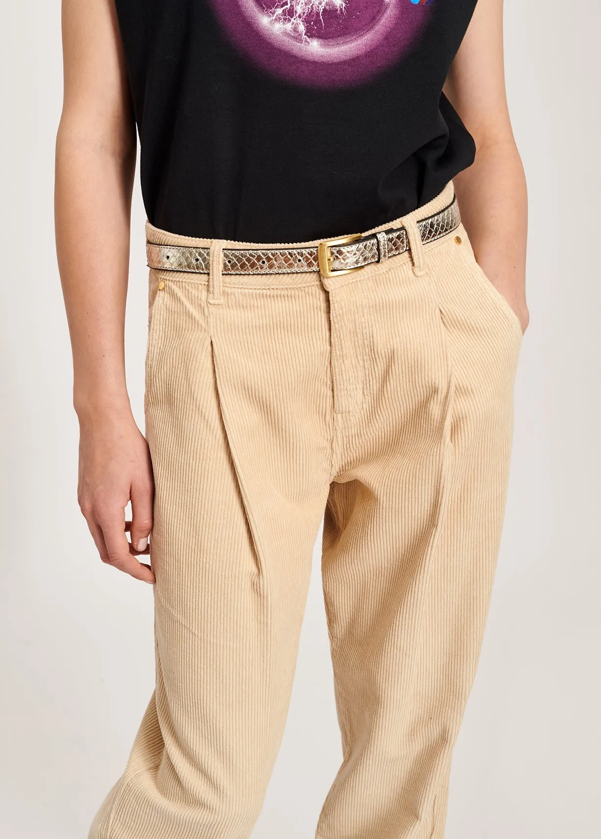Beige cotton-corduroy trousers
