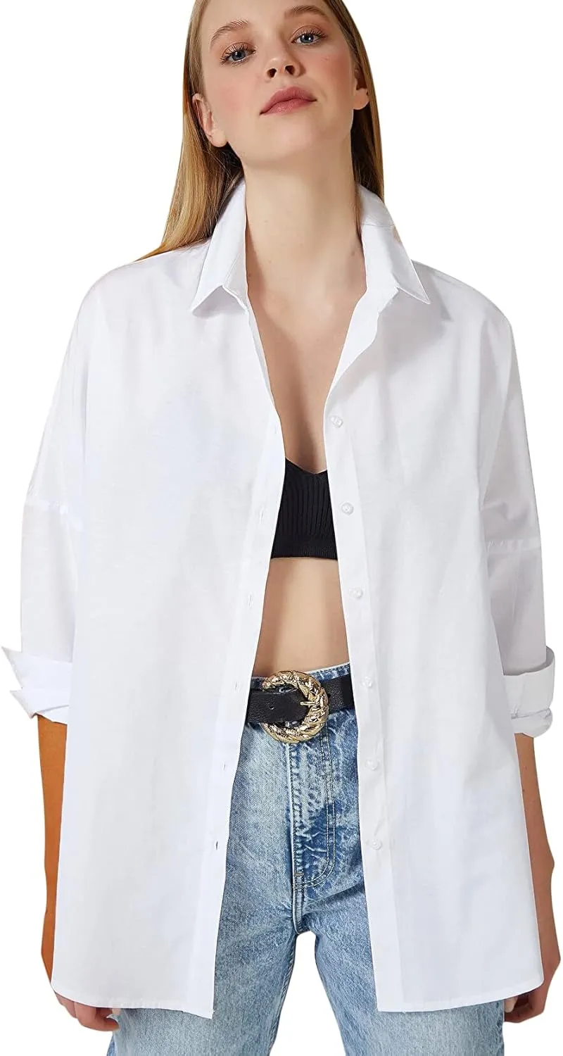 BIG DART Oversized Button Down Shirts for Women, Dressy Casual Long Sleeve Blouses Summer Tops Tunics