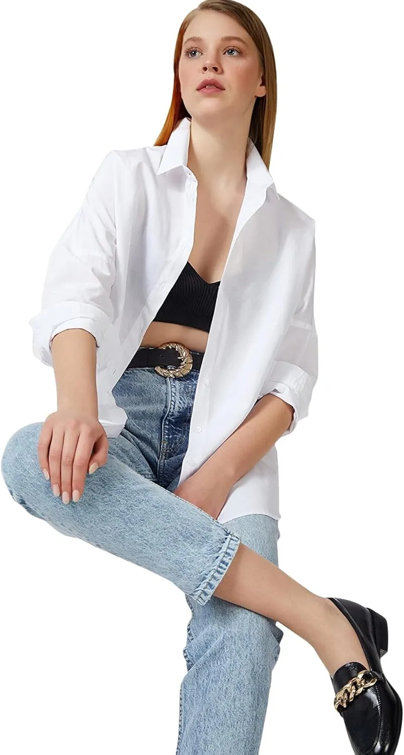 BIG DART Oversized Button Down Shirts for Women, Dressy Casual Long Sleeve Blouses Summer Tops Tunics