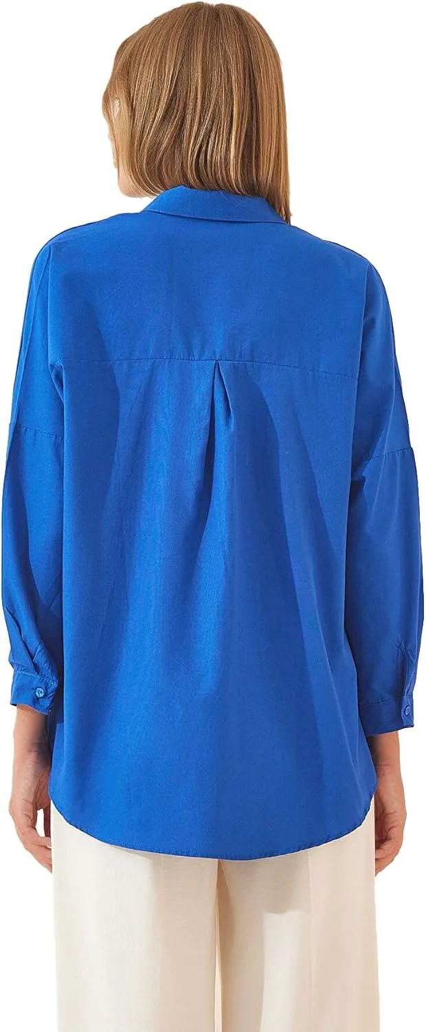 BIG DART Oversized Button Down Shirts for Women, Dressy Casual Long Sleeve Blouses Summer Tops Tunics