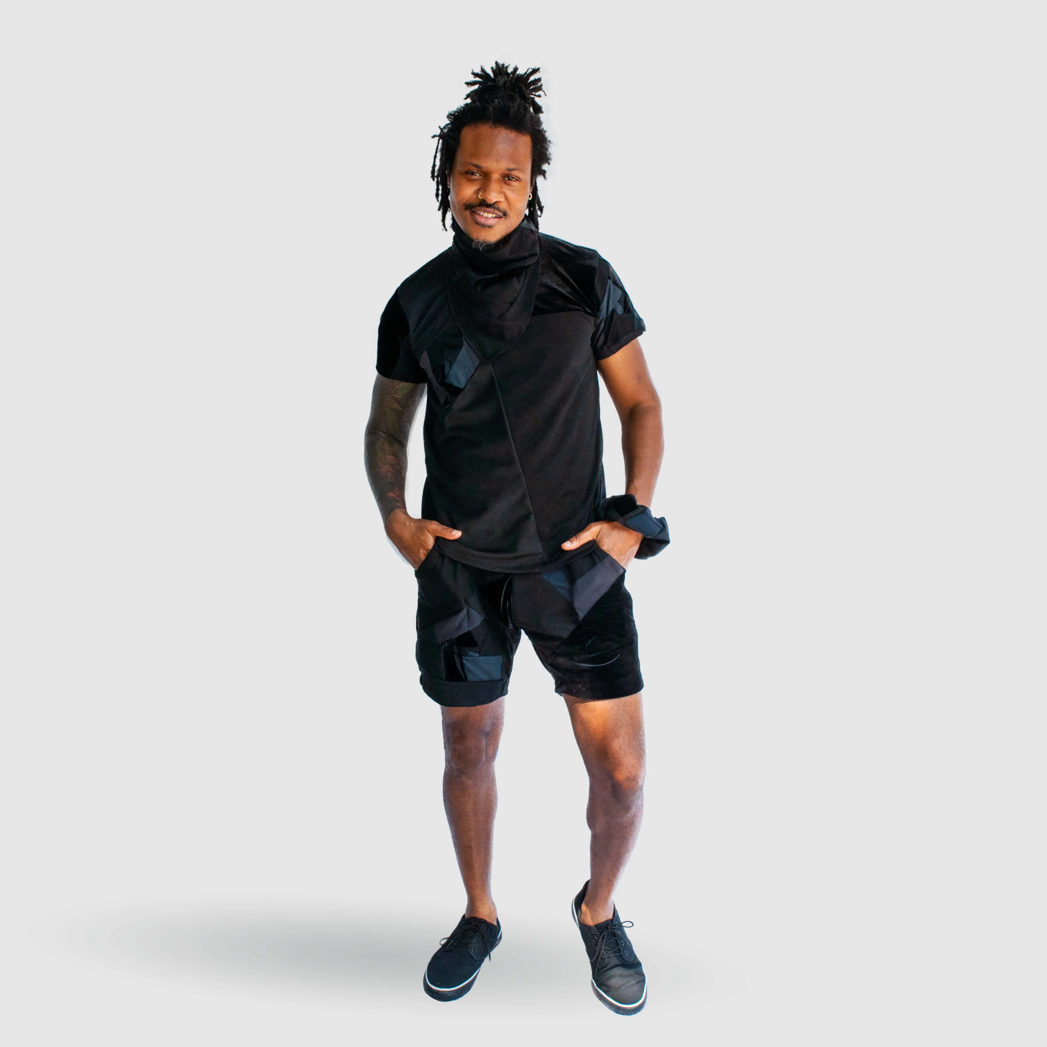 black 'all-over reroll' MEGA bundle (sweatshirt   jogger   shorts   tee shirt) - 30% OFF