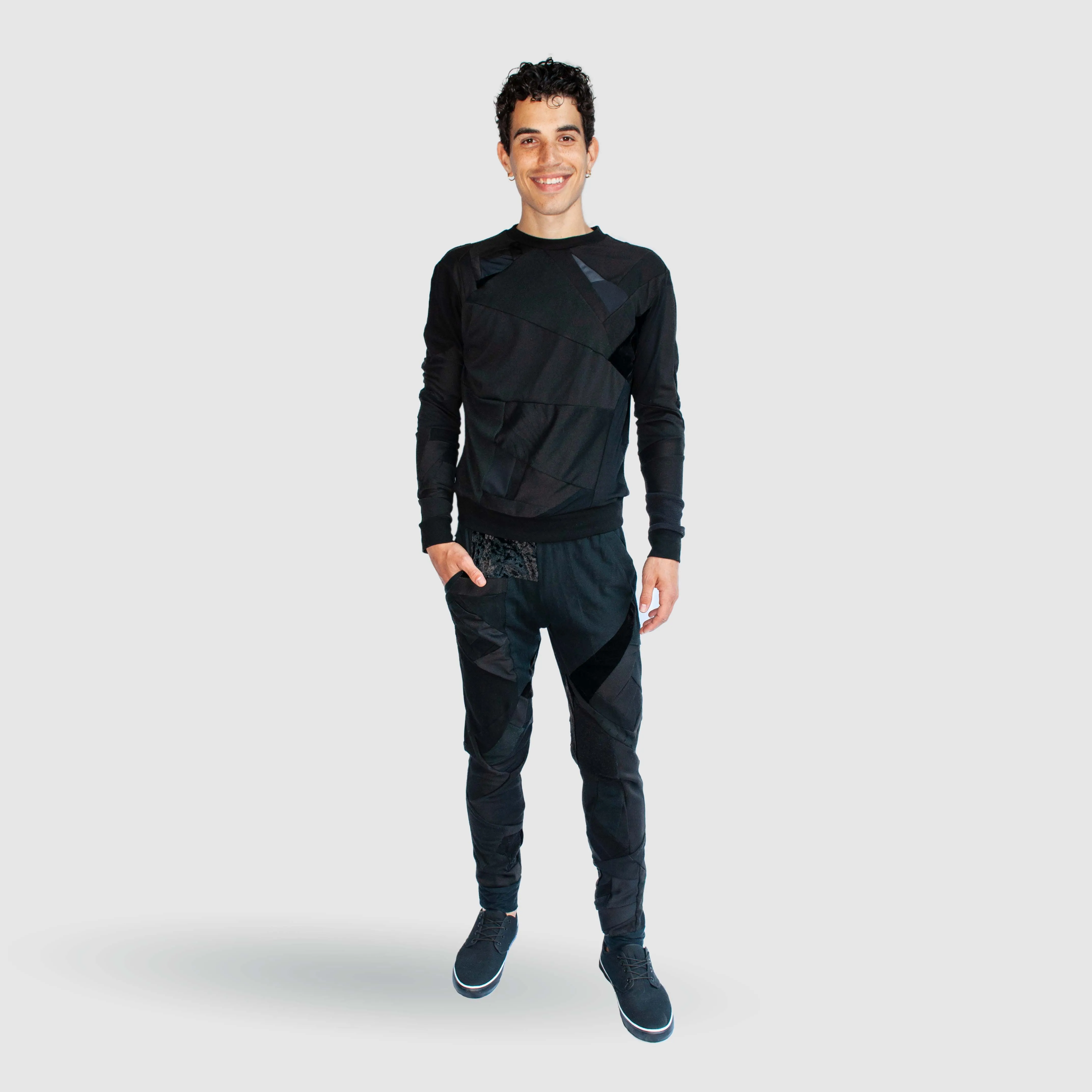black 'all-over reroll' MEGA bundle (sweatshirt   jogger   shorts   tee shirt) - 30% OFF