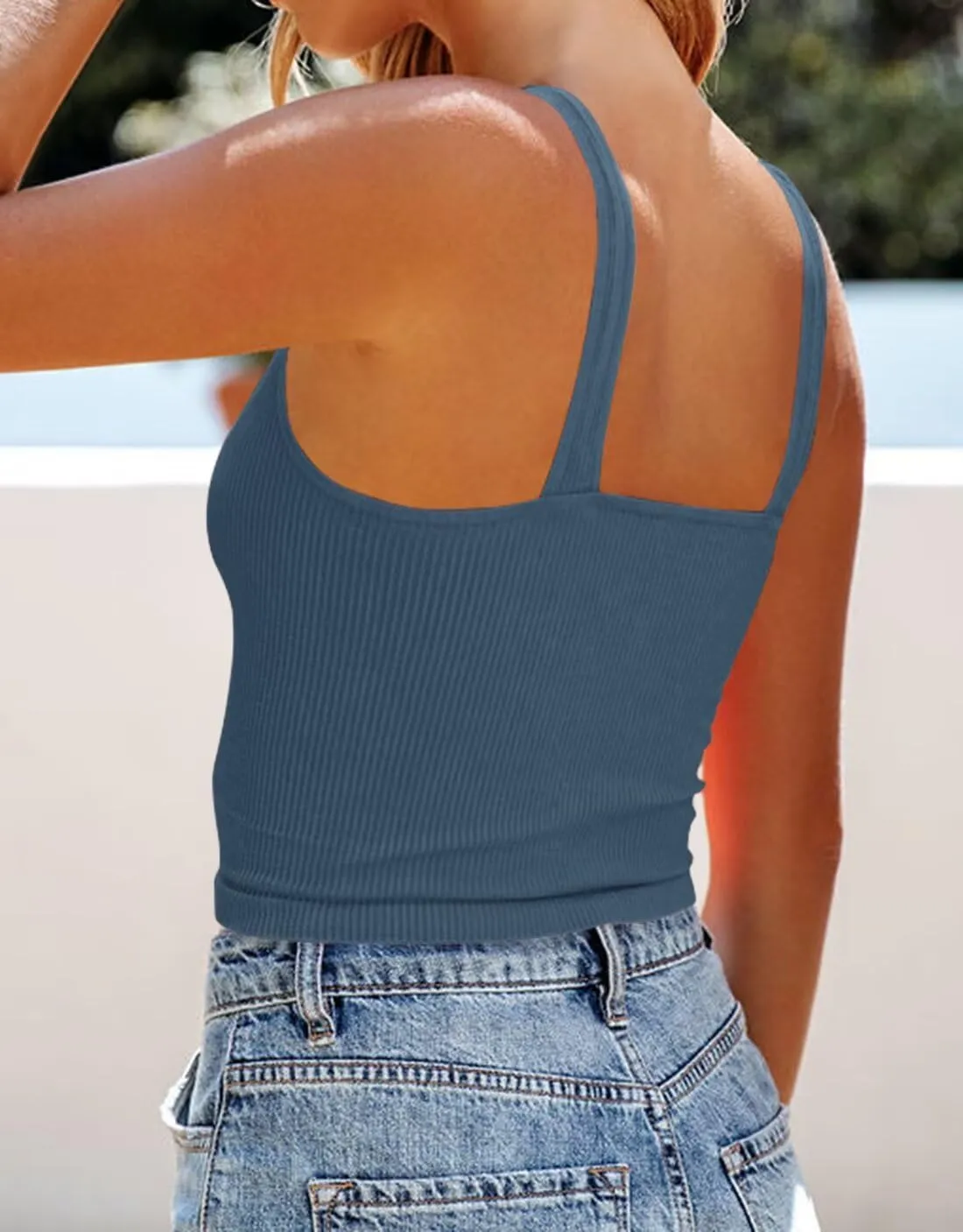 BONITEE Womens Ribbed Tank Top Casual Basic 2025 Trendy Summer Sleeveless V Neck Knitted Y2k Crop Tops