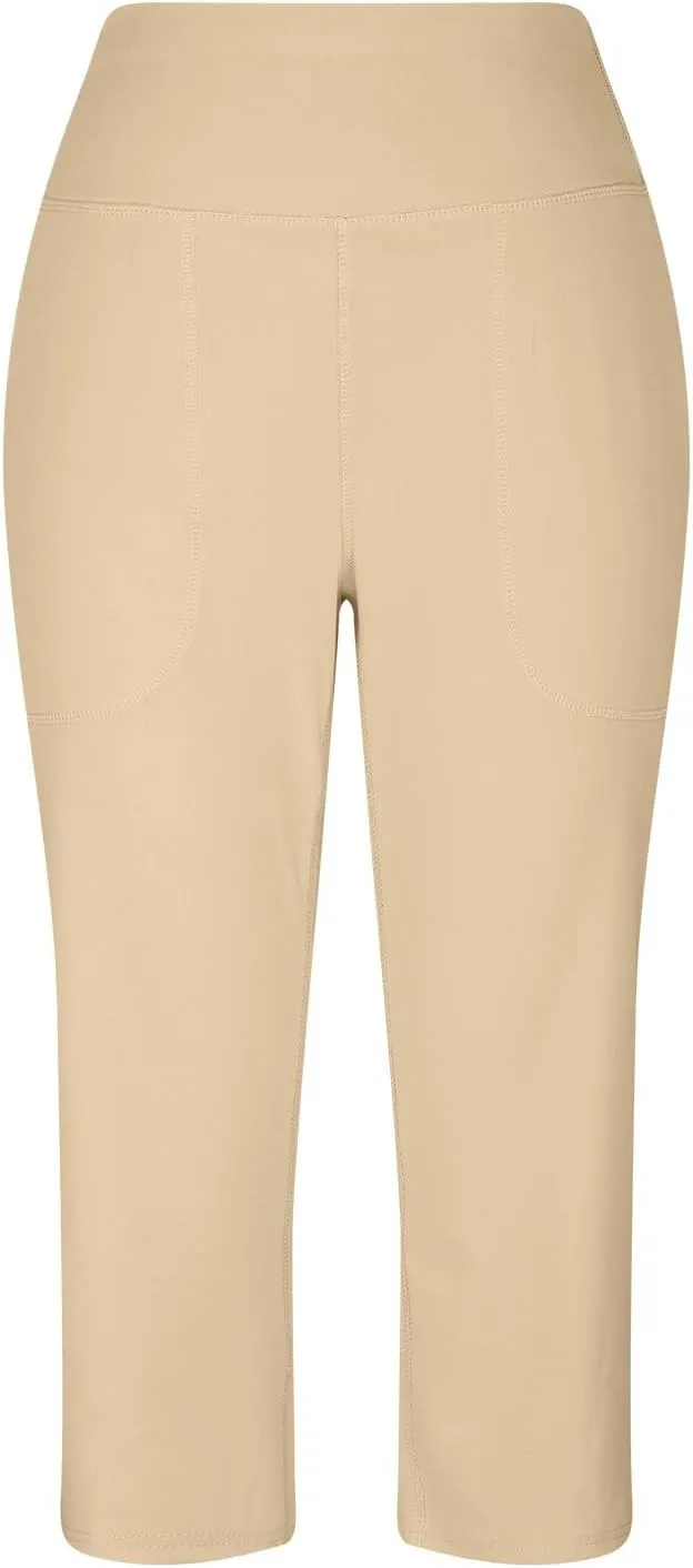 Capri Pants for Women Summer Wide Leg Capri Pants with Pockets Tummy Control Yoga Capris Plus Size Cropped Pants
