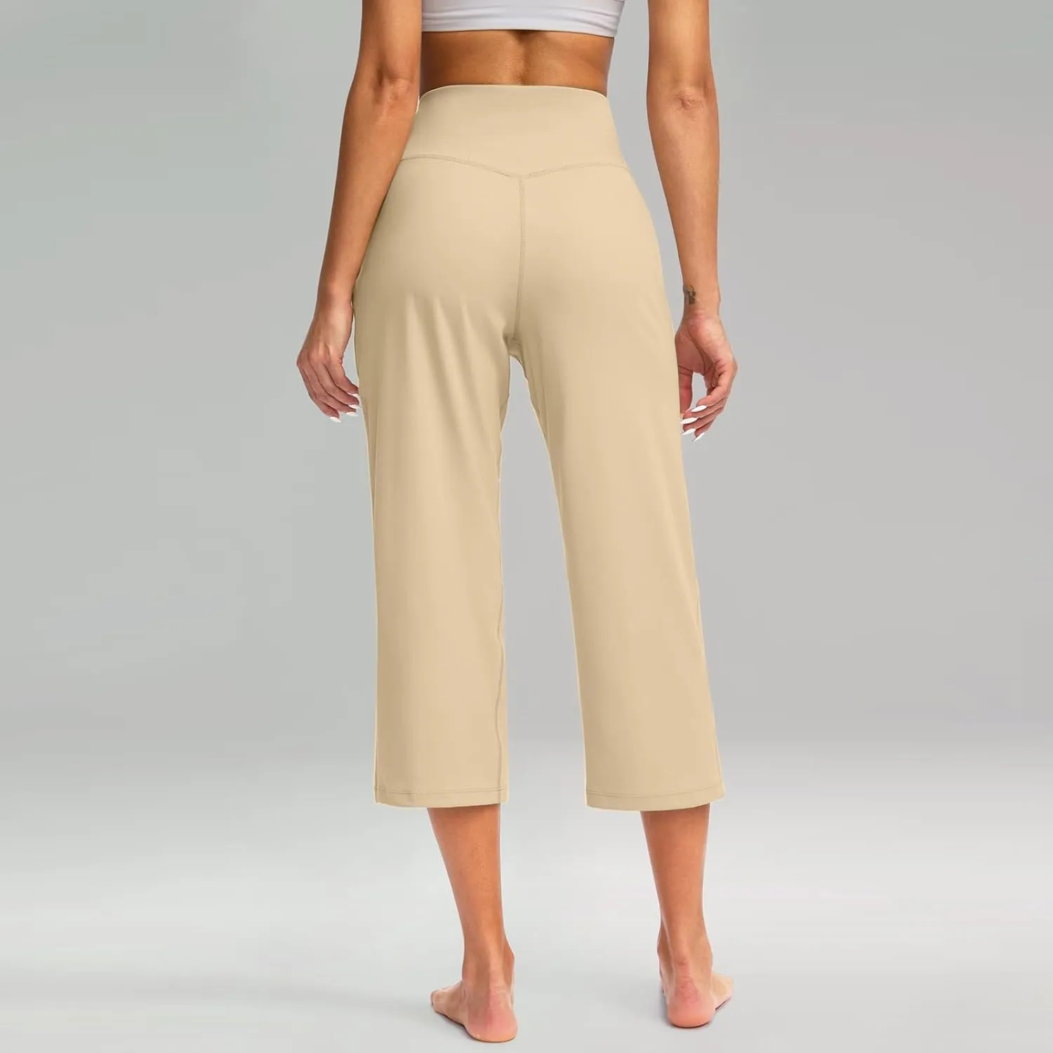 Capri Pants for Women Summer Wide Leg Capri Pants with Pockets Tummy Control Yoga Capris Plus Size Cropped Pants
