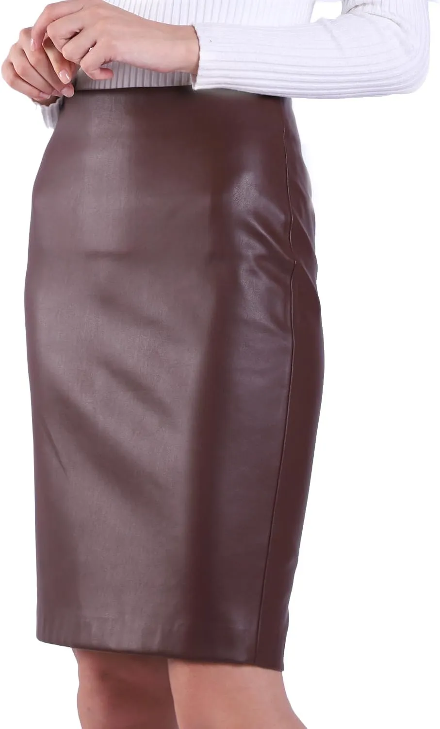 DIASHINY Faux Leather Skirt for Womens Pencil High Waist PU Bodycon Tight Sexy Skirts