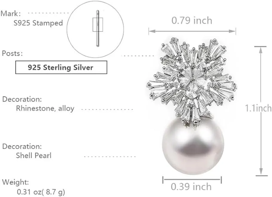 Fashion Chic Simulated Pearl Studs Snowflake Earrings For Women
