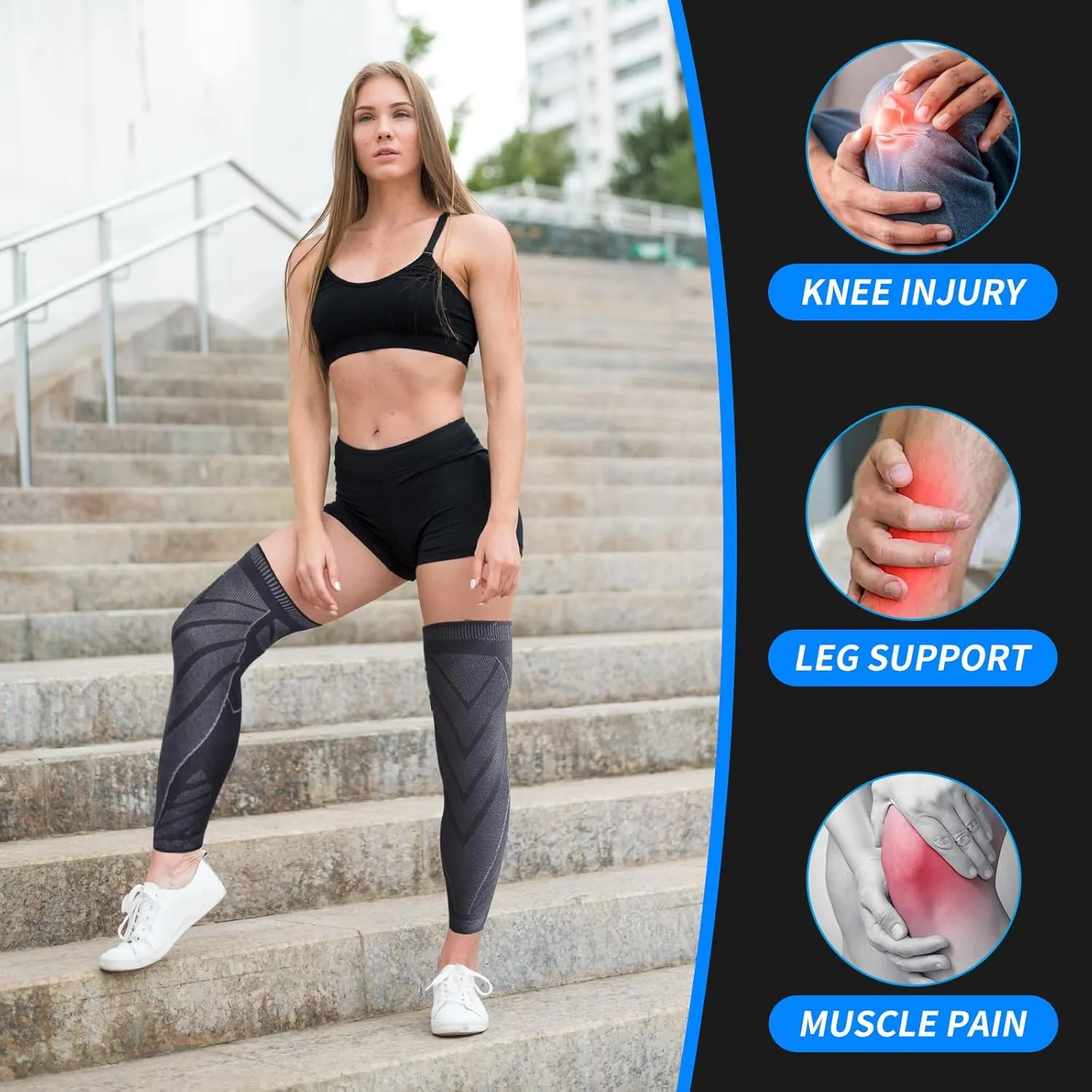 Full Leg CompressionFull leg sleeve long compression leg sleeve knee sleeve to protect legs for men and women basketball, arthritis cycling sports(2PCS) (X-Large)