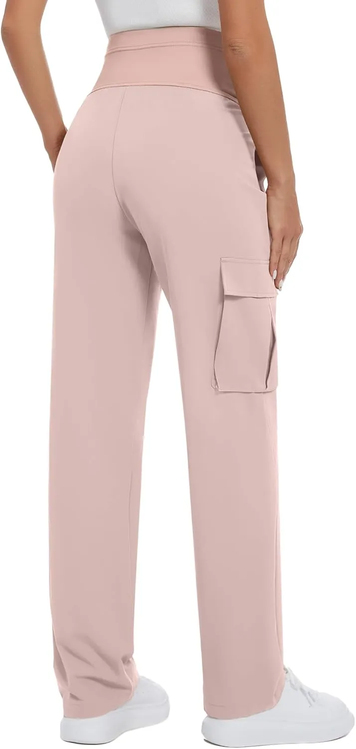 GLAMIX Women's Maternity Cargo Pants with Four Pockets Over The Belly Scrub Pants Pregnancy Clothes
