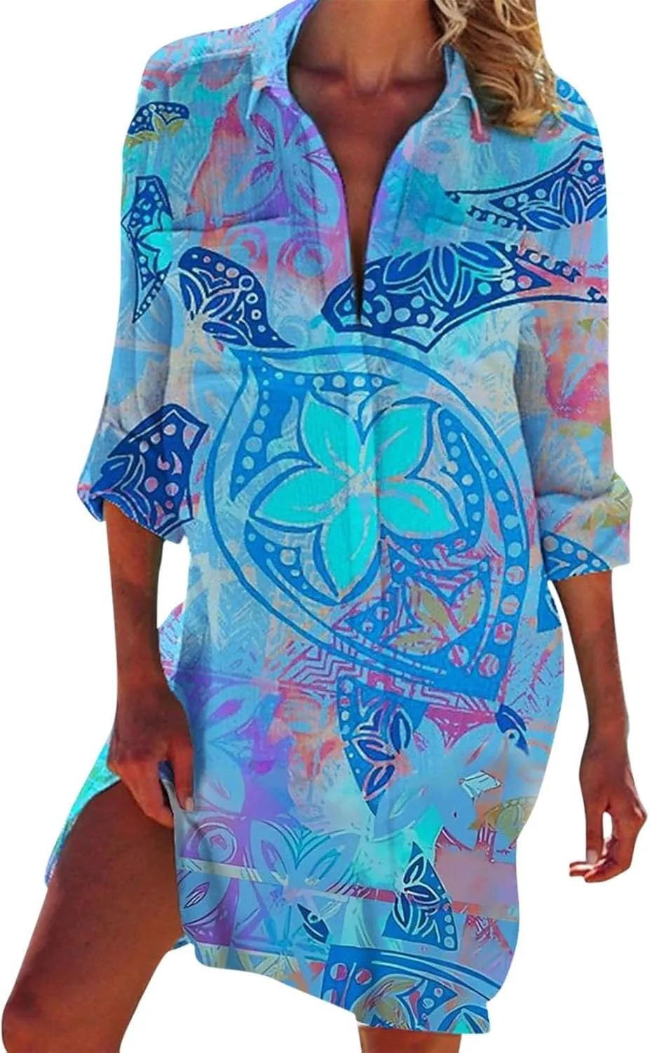 High Low Shirt Roll Up Sleeve Tops Oversized Long Sleeve Shirts for Women Womens Button Down Ladies Tops and Blouses