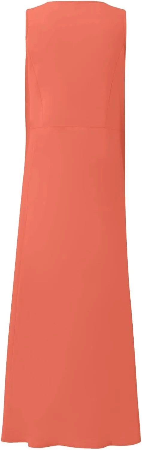 HXHYQKP Plus Size Dresses for Curvy Women - Sleeveless Summer Maxi Sun Dresses with Pockets