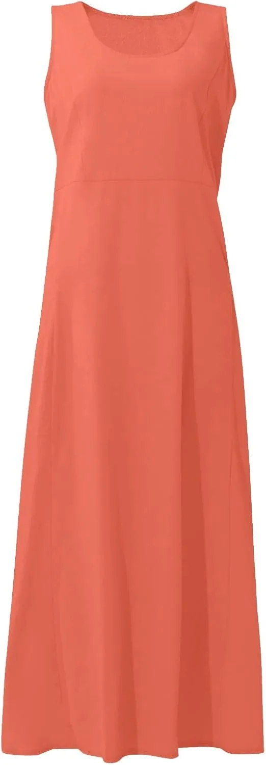 HXHYQKP Plus Size Dresses for Curvy Women - Sleeveless Summer Maxi Sun Dresses with Pockets