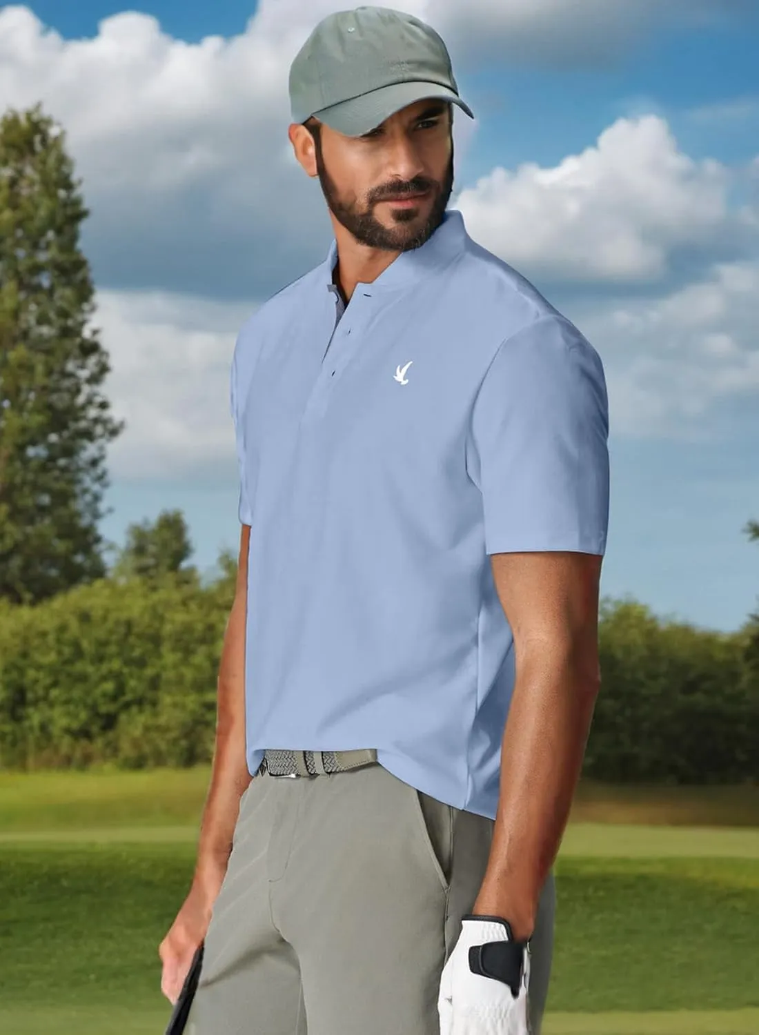 JMIERR Men's Polo Henley Shirt Moisture Wicking Quick Dry Summer Casual Short Sleeve Golf Polo T Shirts