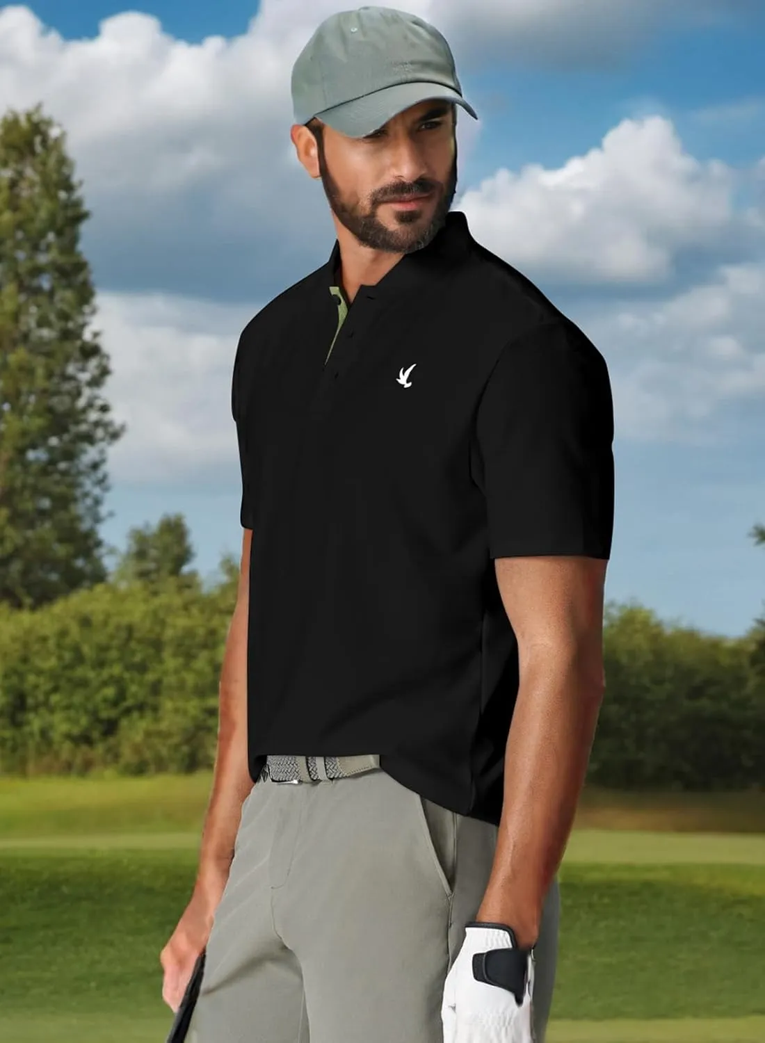 JMIERR Men's Polo Henley Shirt Moisture Wicking Quick Dry Summer Casual Short Sleeve Golf Polo T Shirts