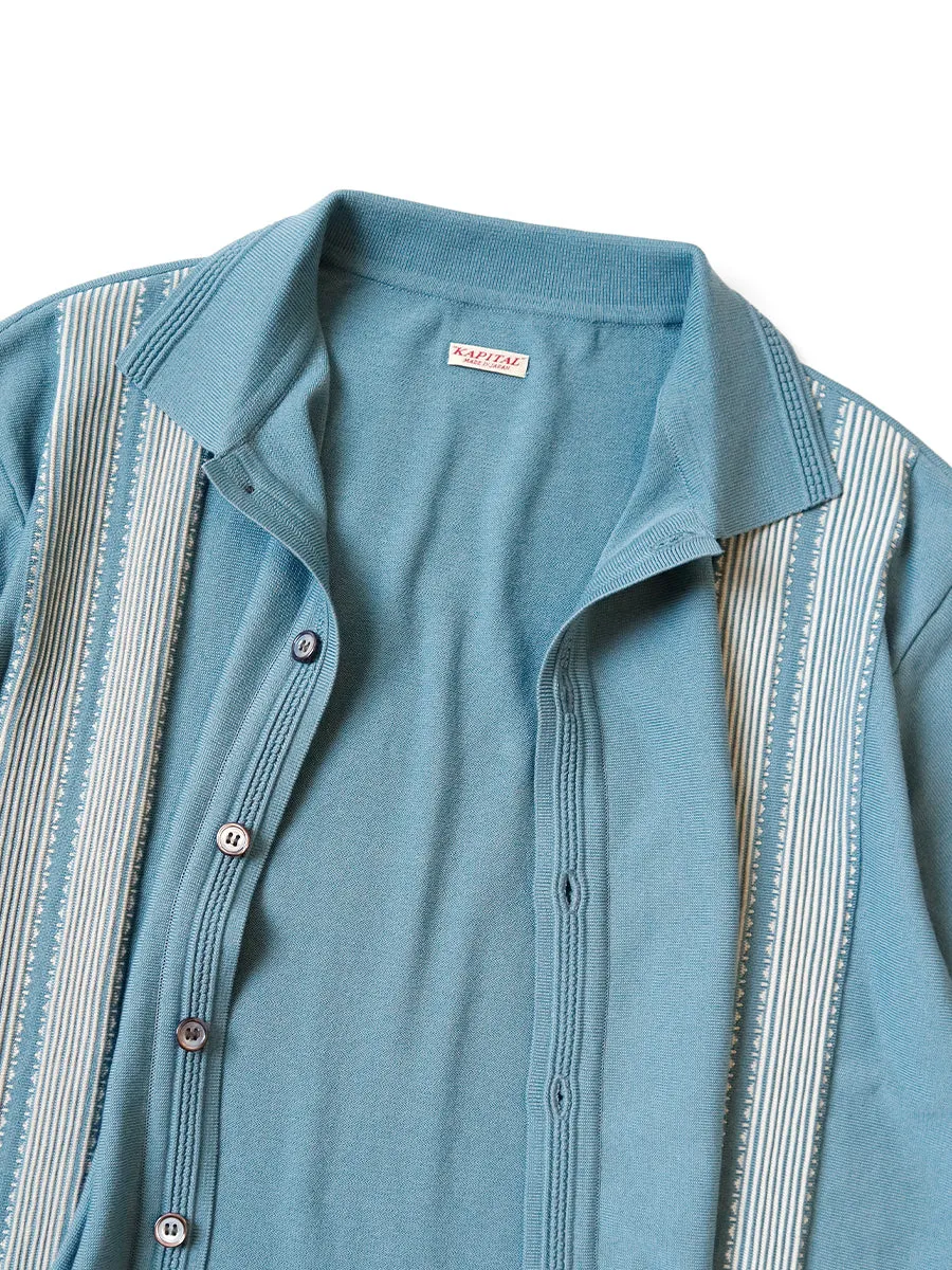 Kapital 14G Cotton Knit TENNESSEE Aloha Polo - Turquoise