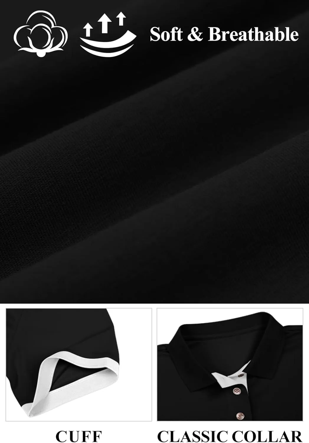 KUYIGO Men's Short Sleeve Polo Shirts Casual Slim Fit Basic Designed Cotton Shirt Tops