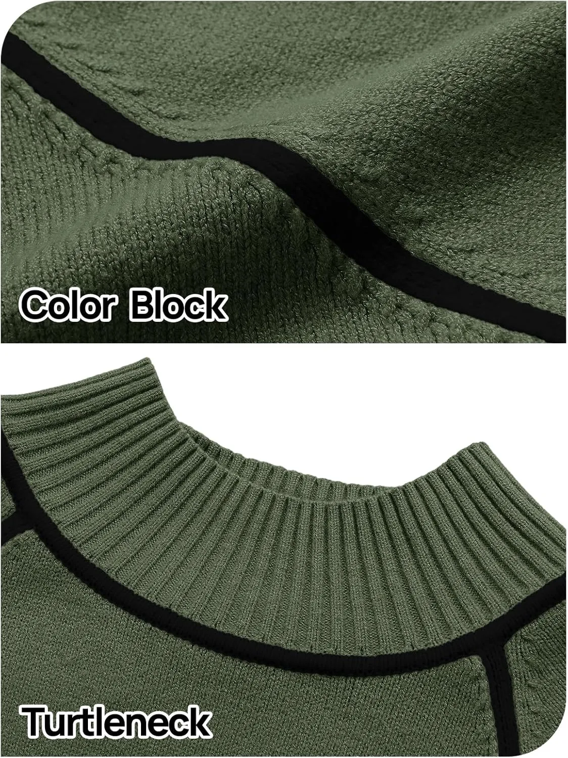 MEROKEETY Women's Mock Neck Pullover Sweater Long Sleeve Color Block Chunky Knit 2024 Trendy Winter Clothes