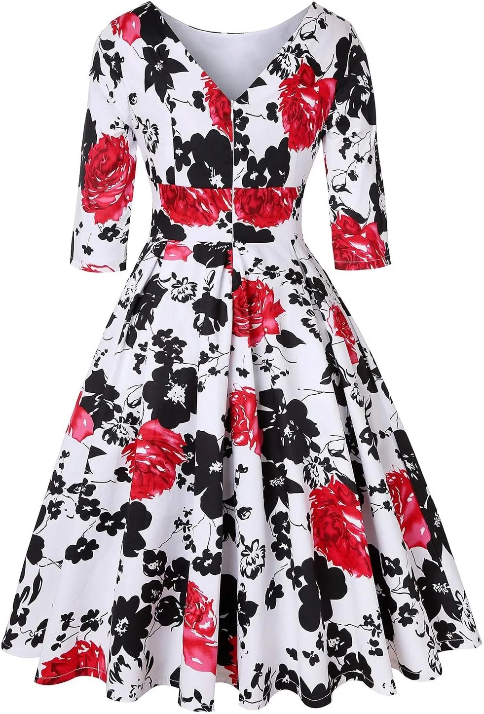MINTLIMIT Women's 1950s Retro Vintage Cocktail Party 3/4 Sleeve Swing Dress