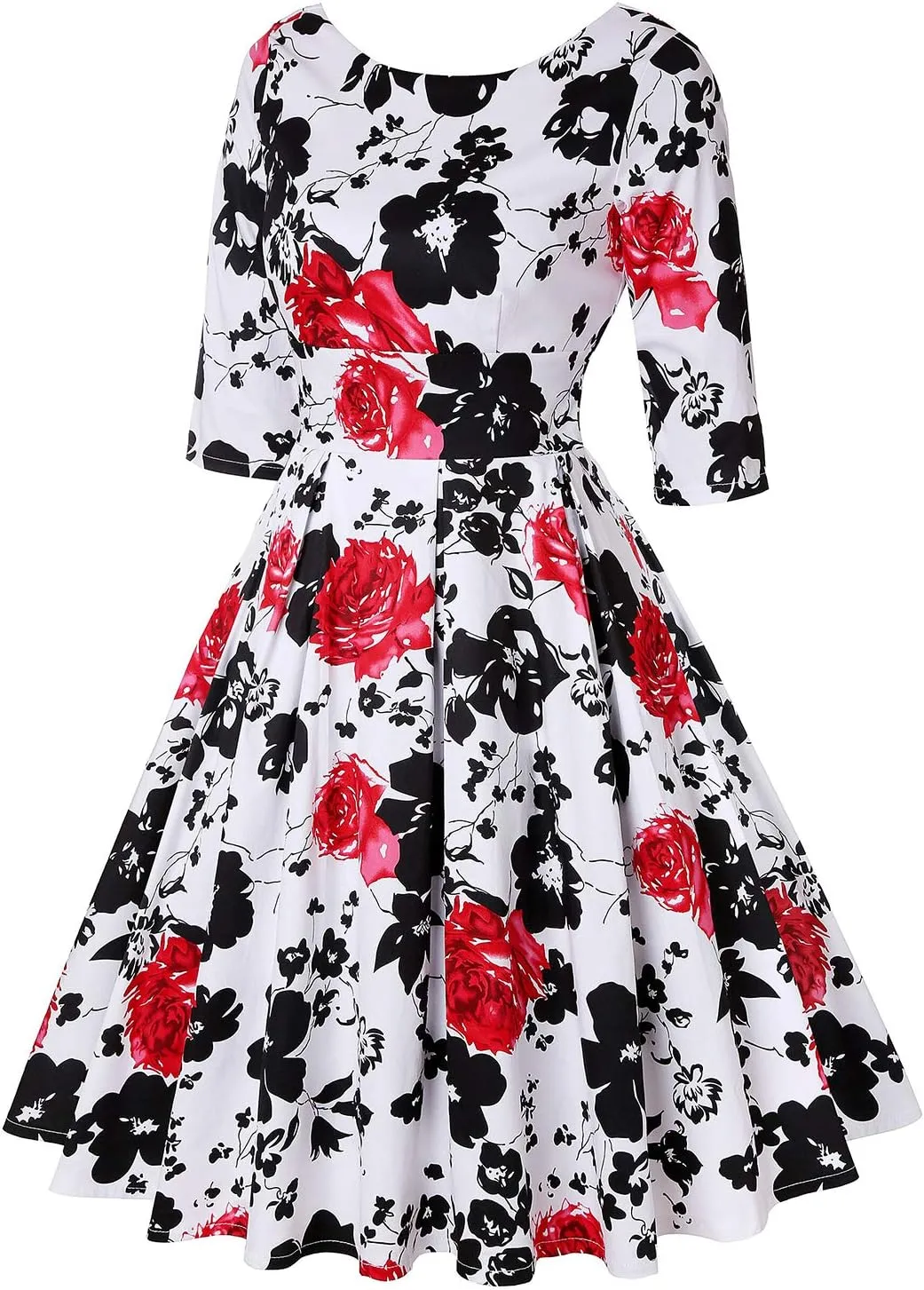 MINTLIMIT Women's 1950s Retro Vintage Cocktail Party 3/4 Sleeve Swing Dress