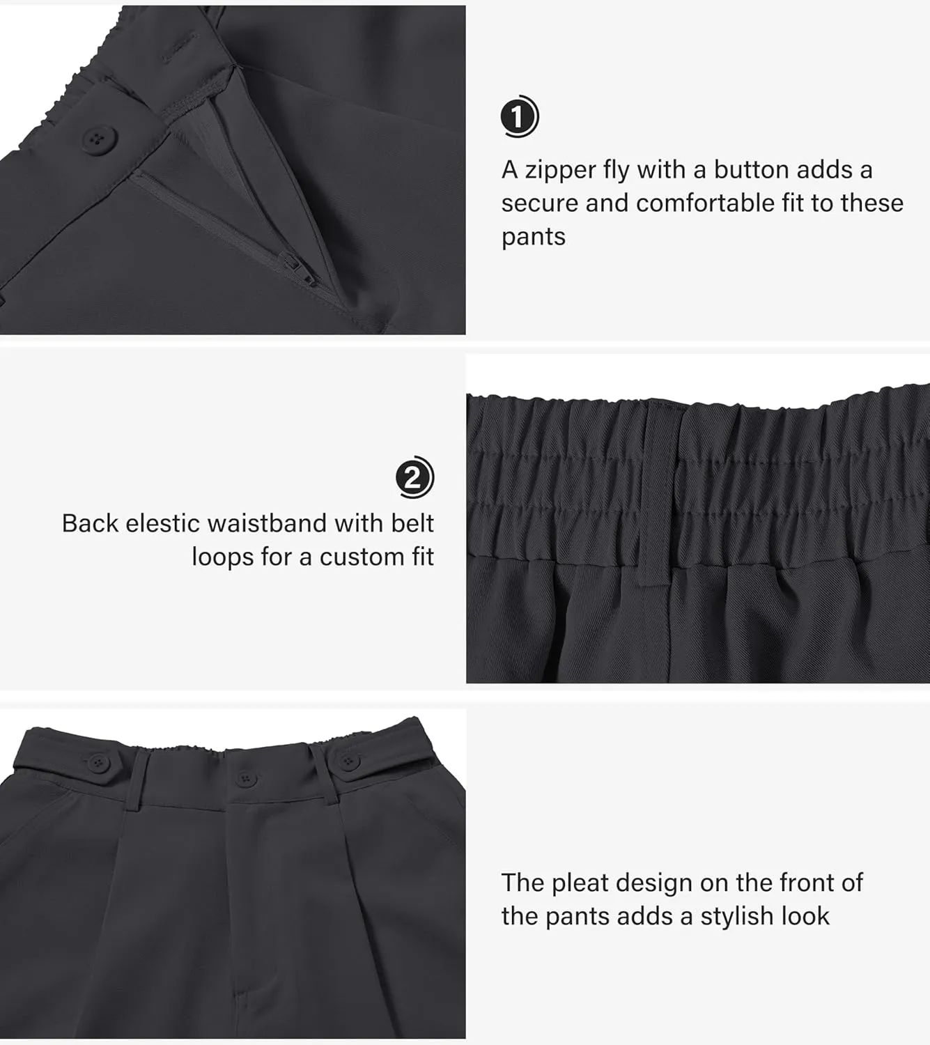 MoFiz Women's Shorts Dressy Casual Business Work Shorts Elastic Waist Straight Leg Pleated Summer Bermuda Shorts with Pockets
