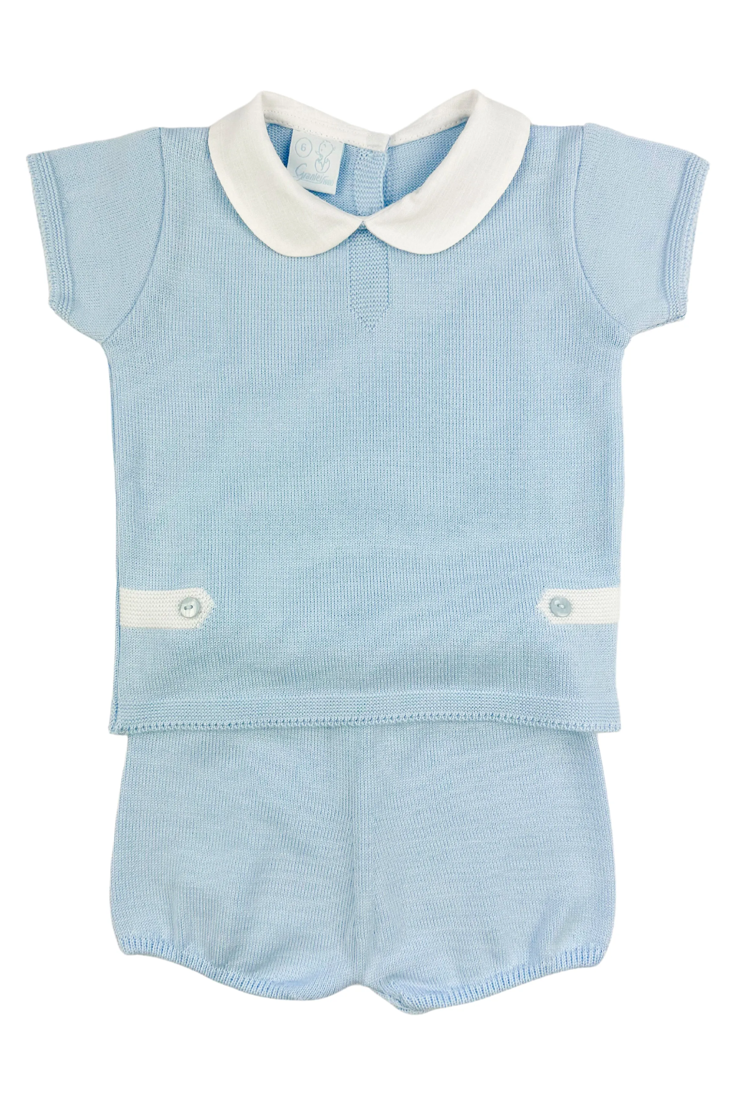 "Grayson" Blue Knit Top & Shorts