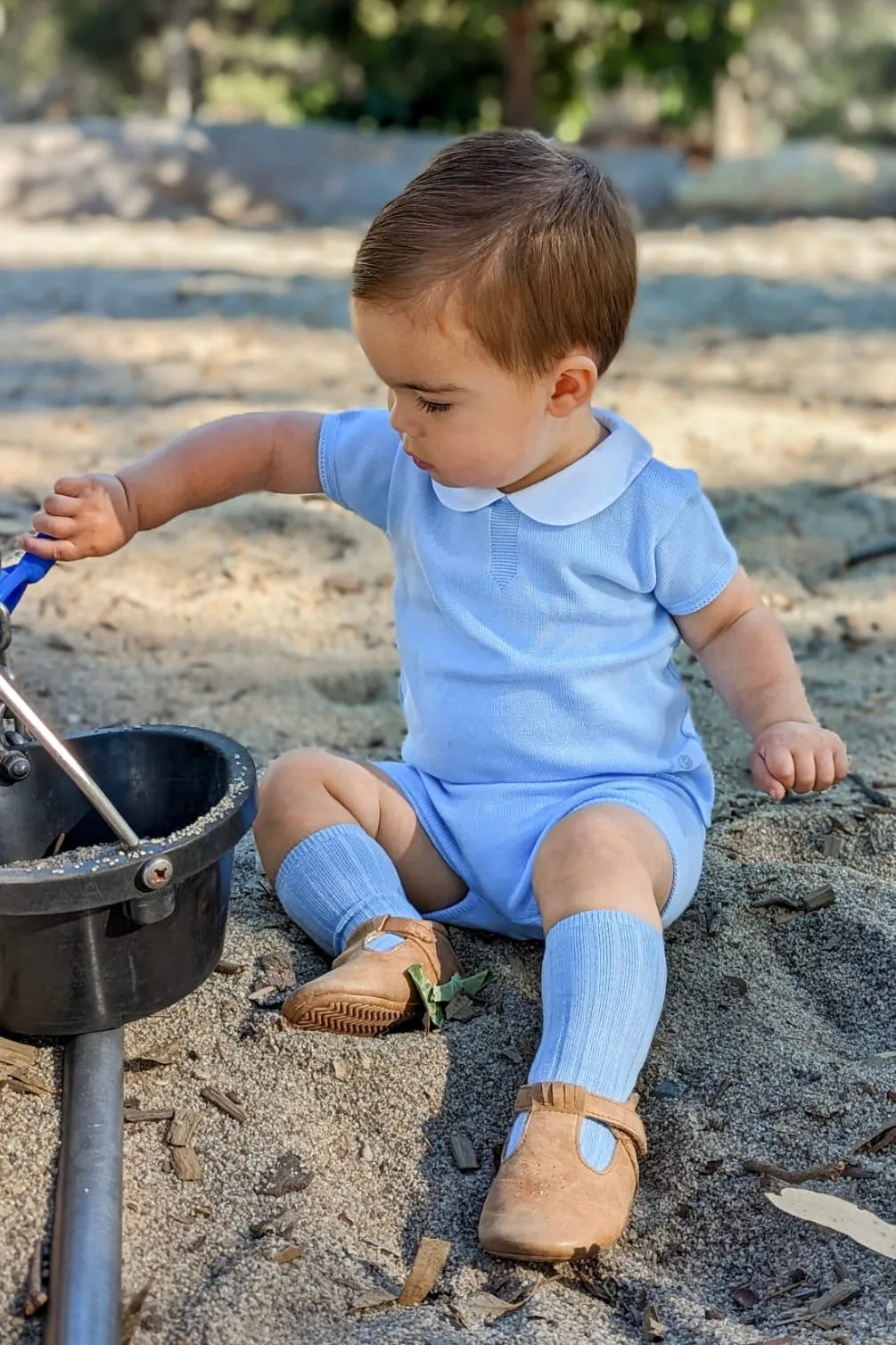 "Grayson" Blue Knit Top & Shorts