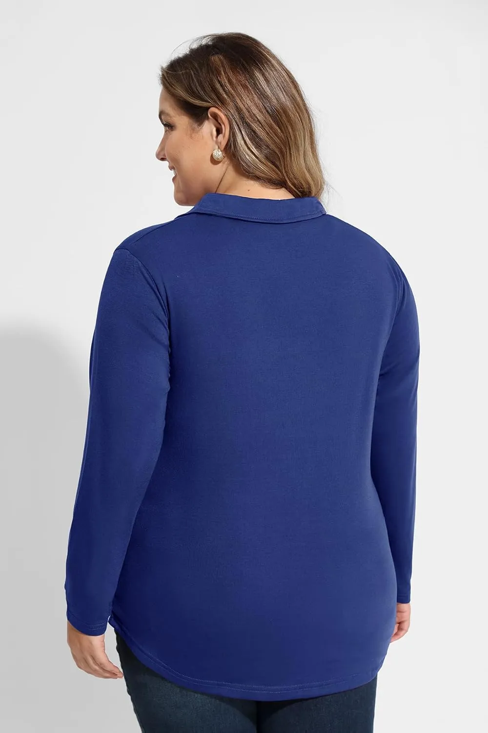 RITERA Plus Size Polo Shirts for Women Fall Long Sleeve V Neck Tops Casual Collared Blouses XL-5XL