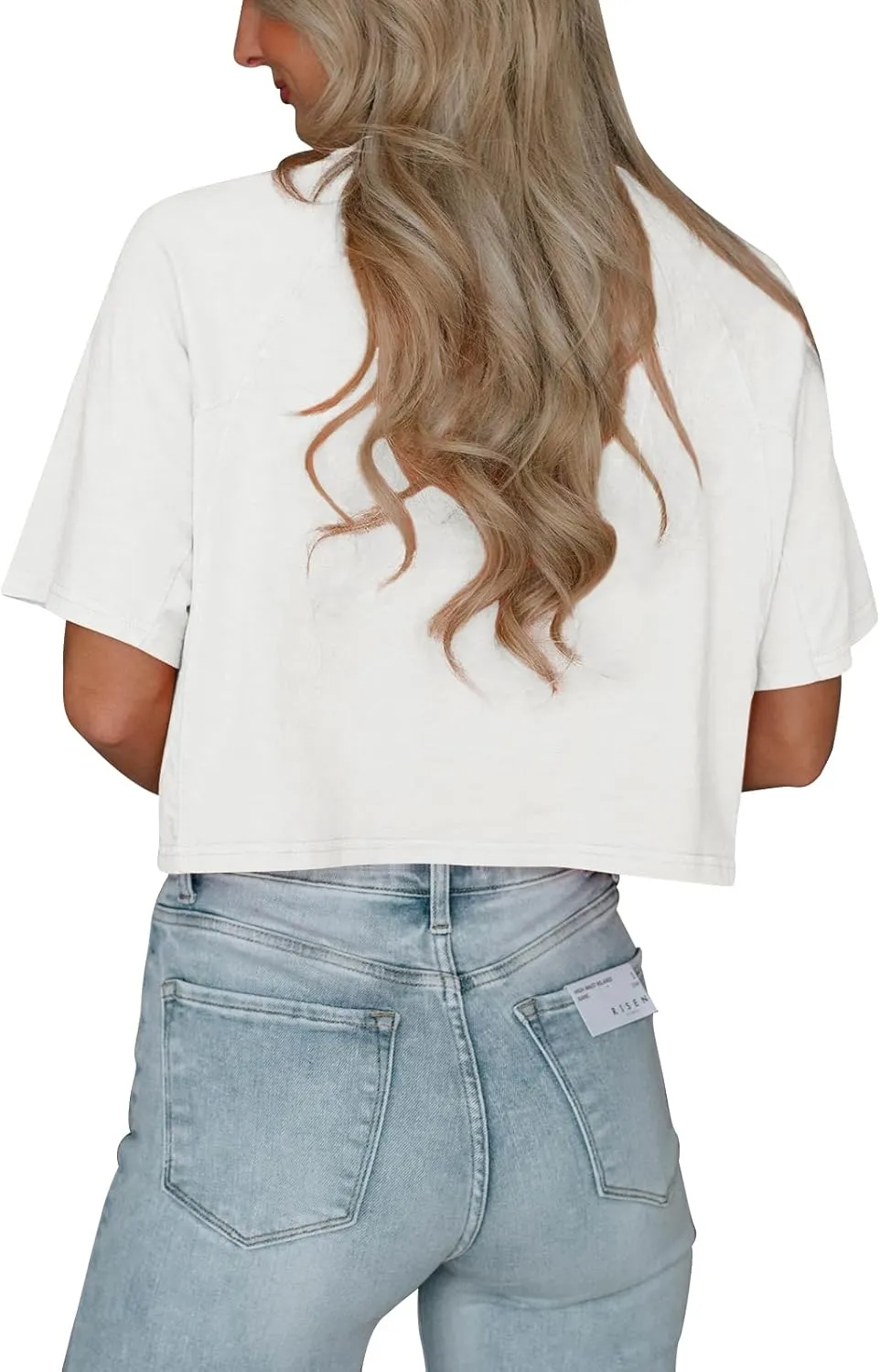 Tankaneo Womens Casual Half Sleeve Cropped T-Shirts Summer Crop Tops Solid Color Round Neck Basic Crop Tees