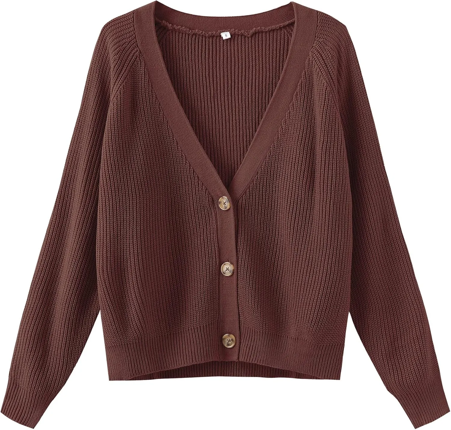 TASAMO Women's Long Sleeve Knit Sweater Open Front Cardigan Button Loose Outerwear