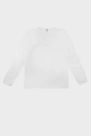 Tubular Knit Henley - White