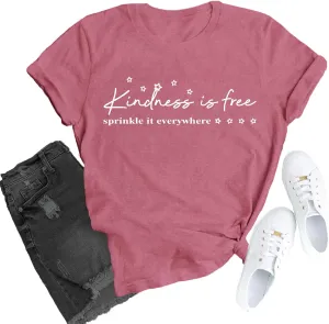 Women Be Kind Shirts Kindness is Free T-Shirts Inspirational Teacher Tee Tops
