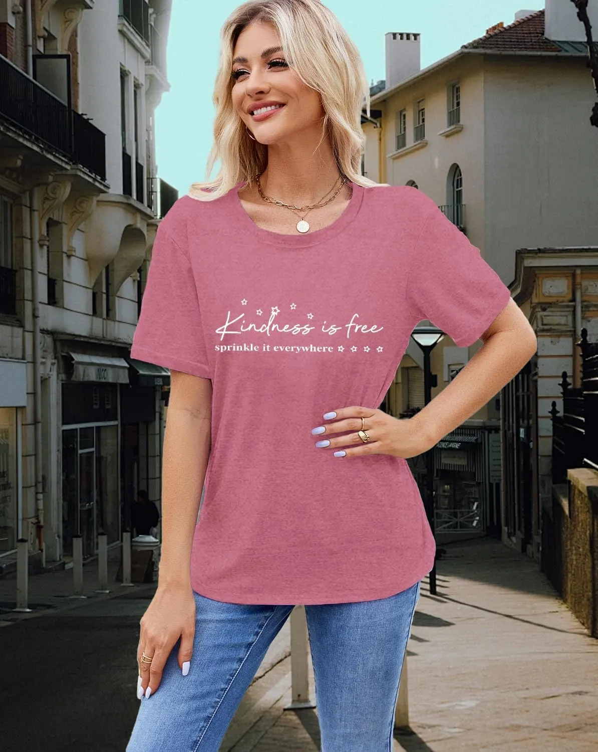 Women Be Kind Shirts Kindness is Free T-Shirts Inspirational Teacher Tee Tops