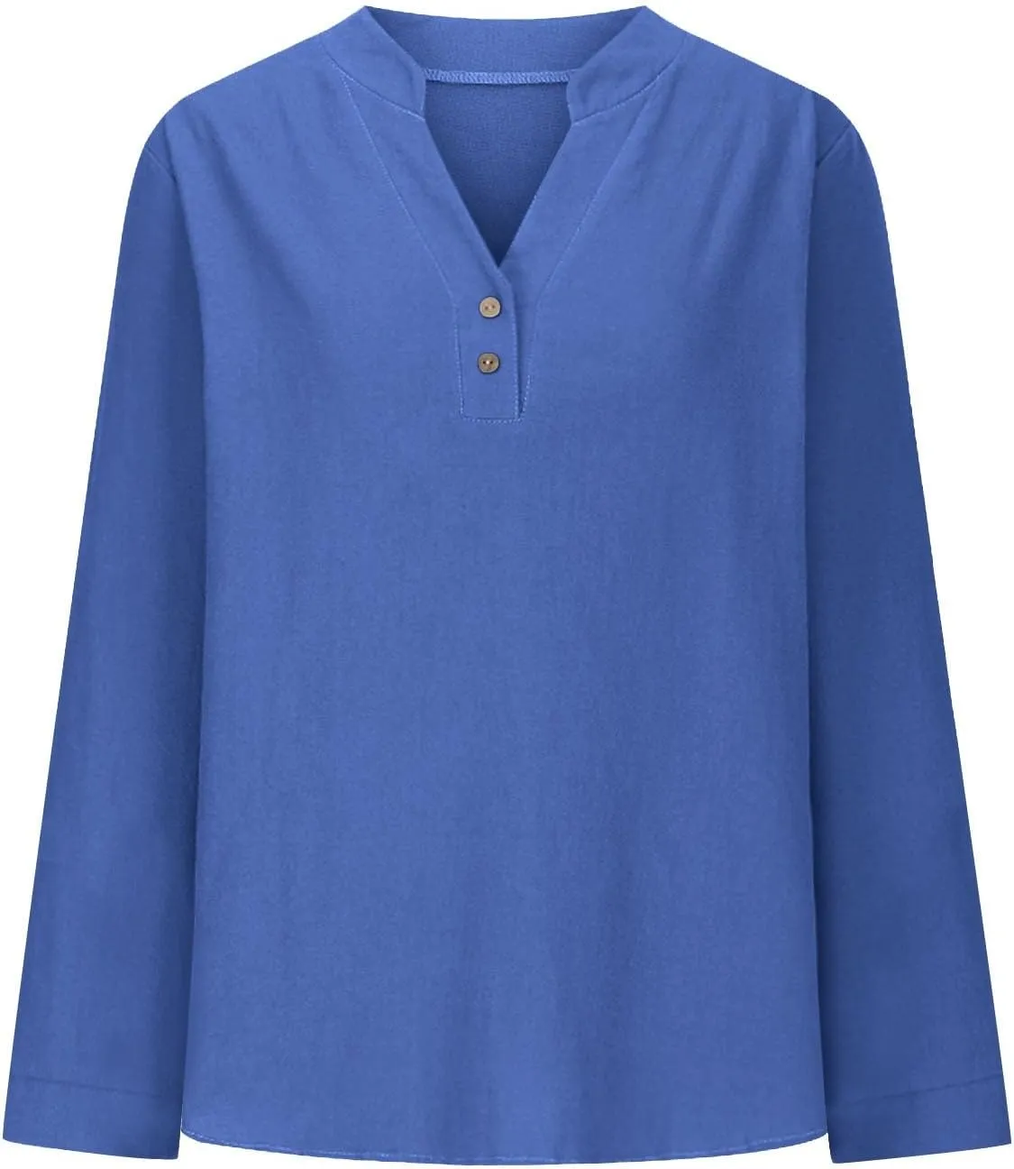 Womens Casual Long Sleeve Tops Dress Shirts Relaxed Fit Cotton Linen Shirts Ladies 2024 Fall V Neck Fashion Pullover