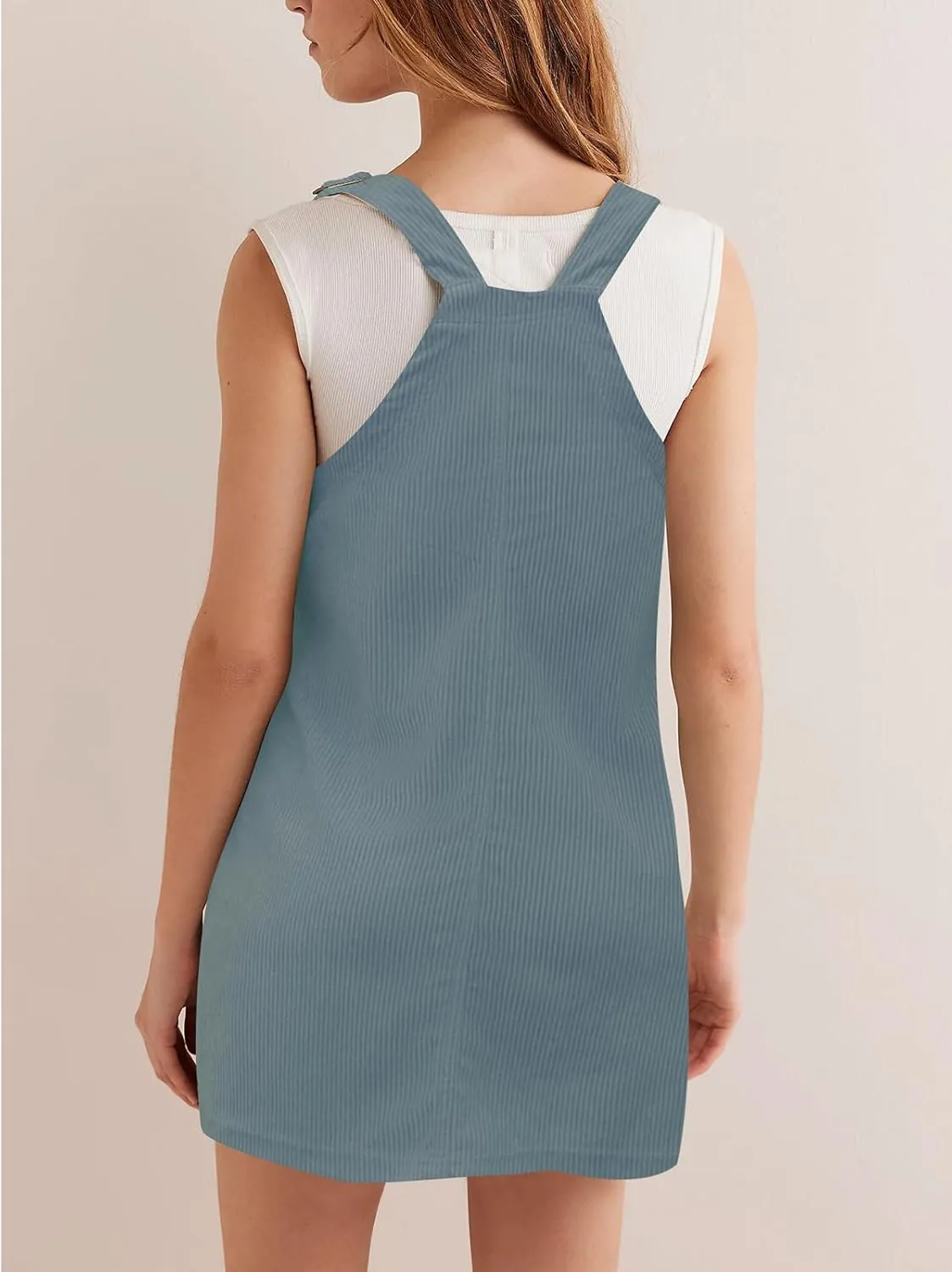 Women's Corduroy Overall Dress Adjustable Strap Jumper Mini Dresses with Pockets Summer Fashion Overalls 2025