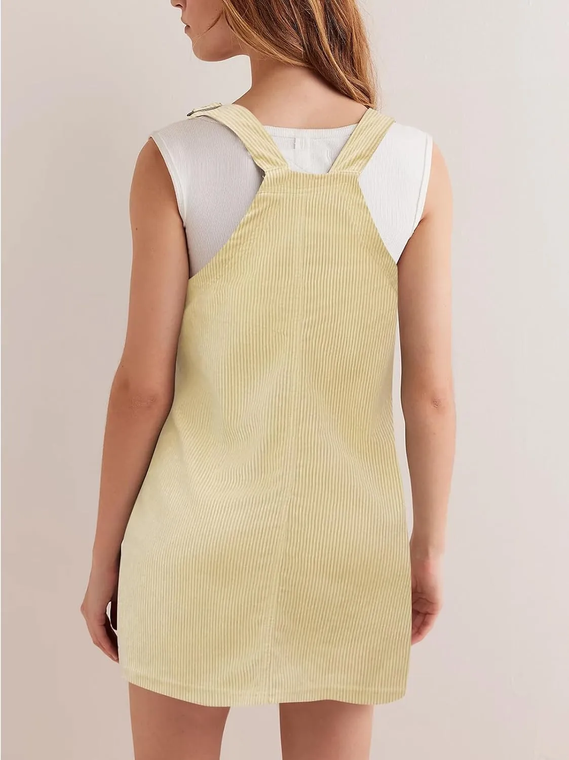 Women's Corduroy Overall Dress Adjustable Strap Jumper Mini Dresses with Pockets Summer Fashion Overalls 2025