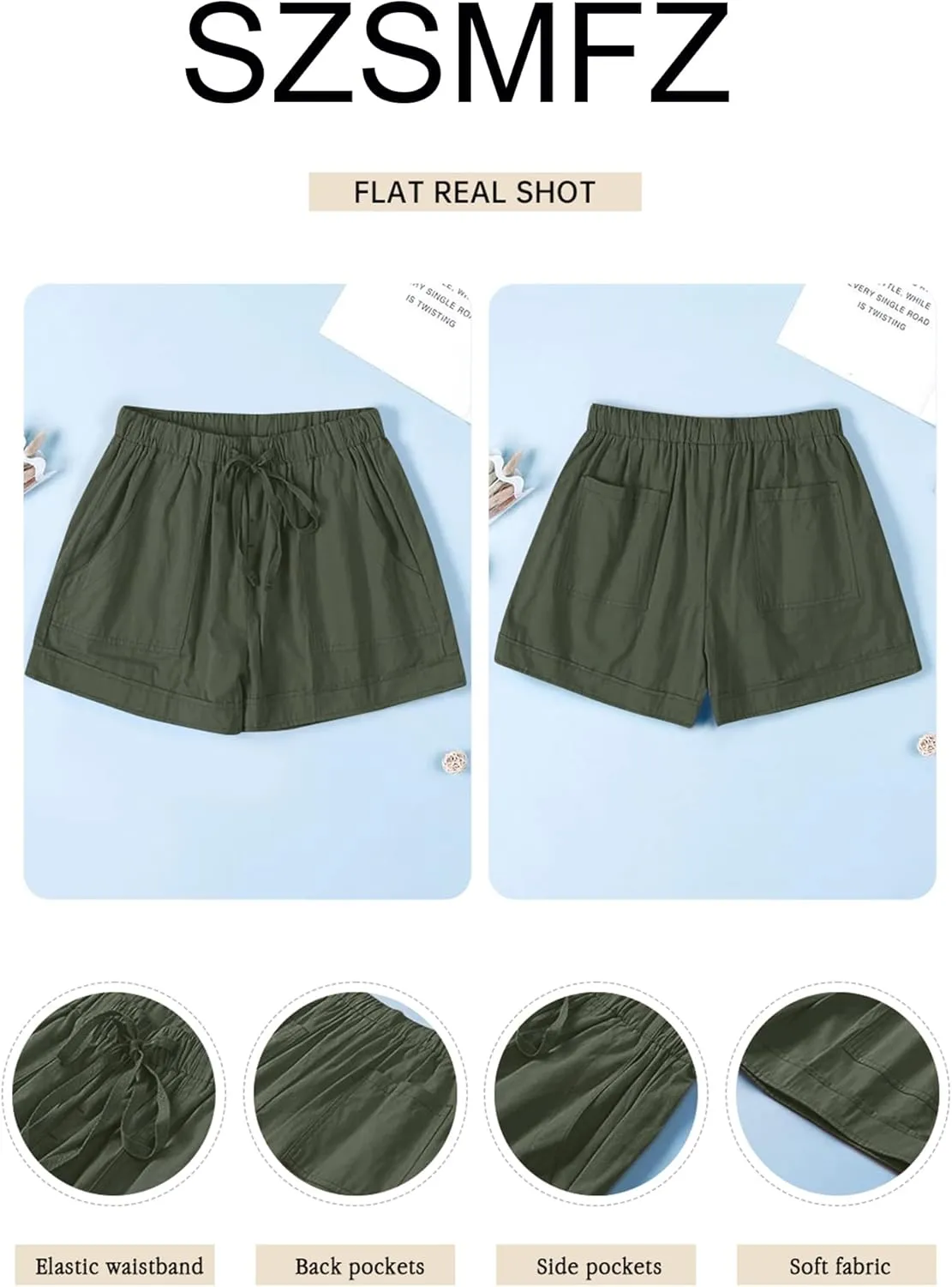 Womens Elastic Waist Drawstring Shorts Beach Shorts Lightweight Athletic Shorts Comfy Short Pants with Pockets