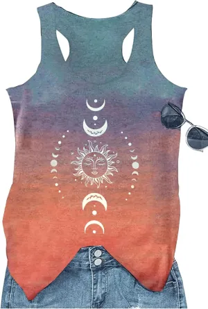 Womens Tank Tops Summer Racerback Graphic Tanks Beach Vacation Tops Loose Running Athletic Sleeveless Shirt Cami