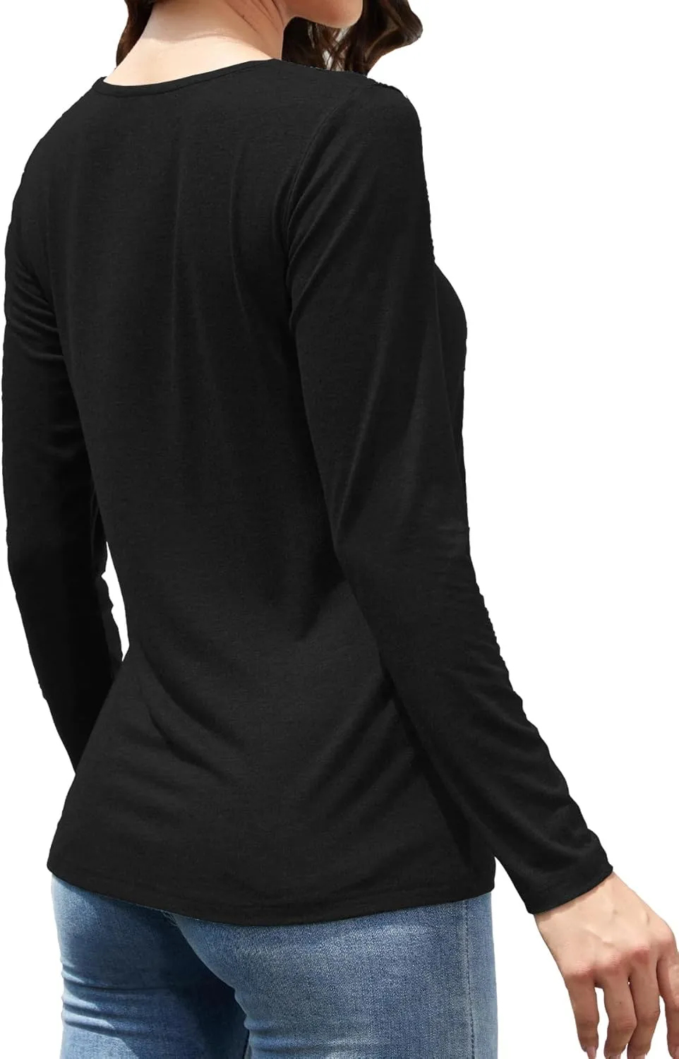 Womens Tops Dressy Casual V Neck Long Sleeve Lace Splice T Shirts Cute Fashion Clothes 2025
