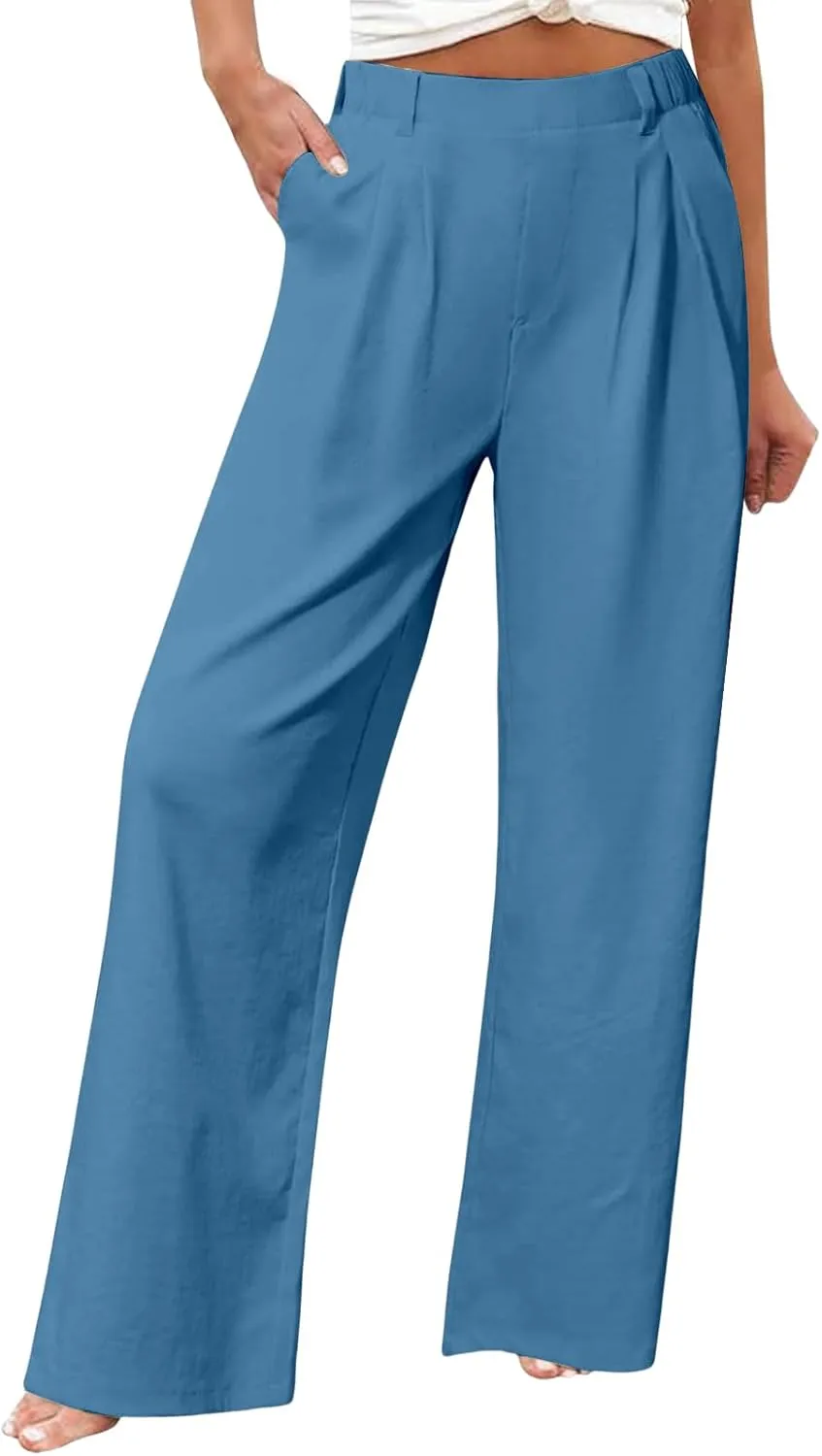Womens Work Pants Business Casual High Waisted Wide Leg Dress Trousers Office Slacks with Pockets